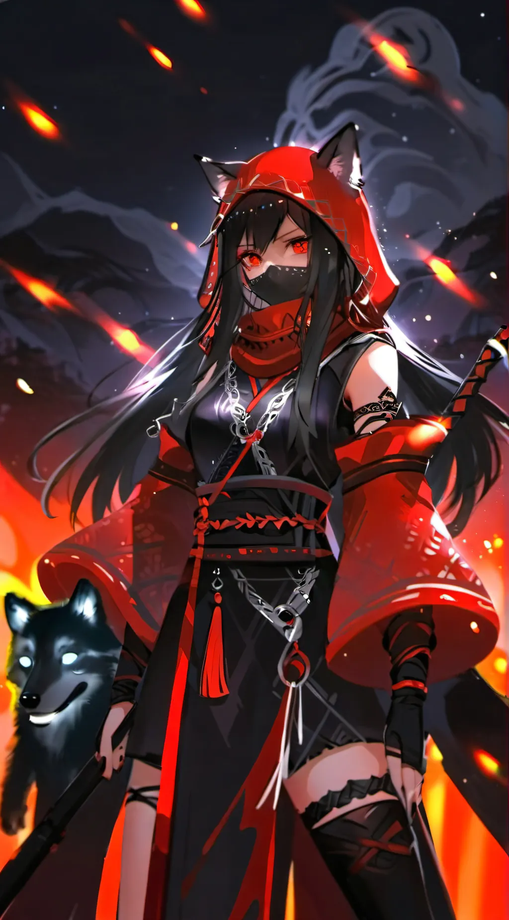 ai character: Fire ninja background