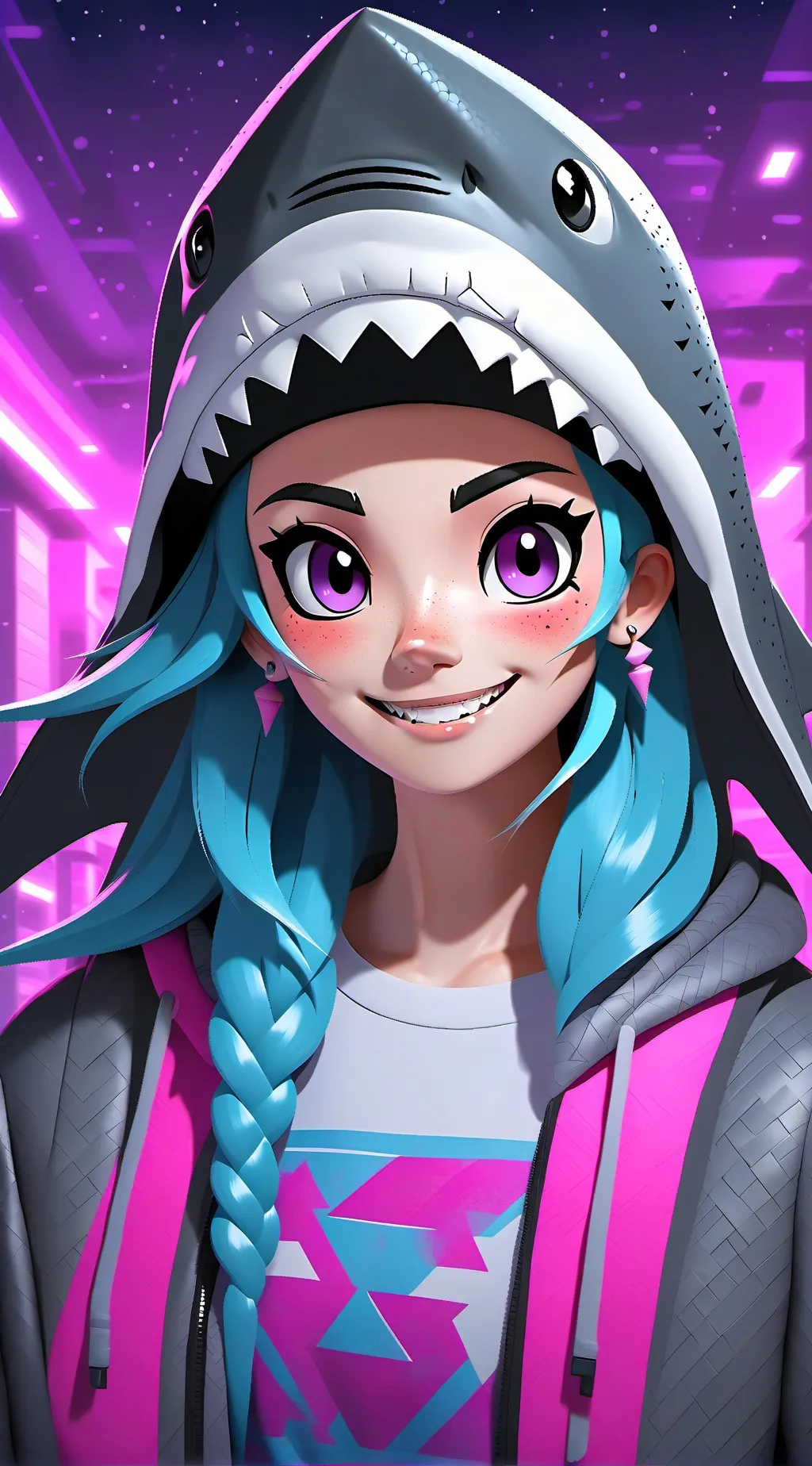ai character: Shark Girl background
