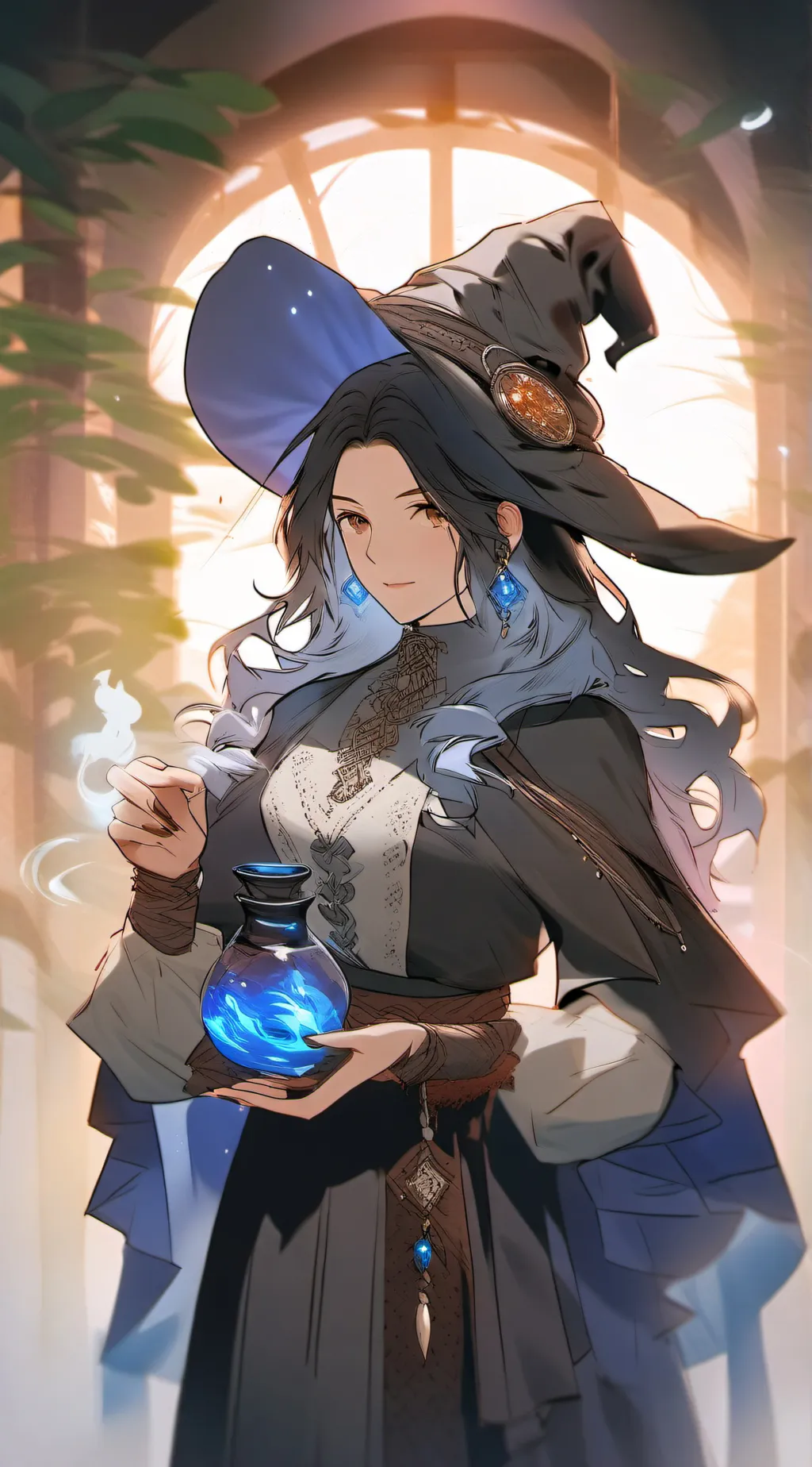 ai character: Mysterious witch background