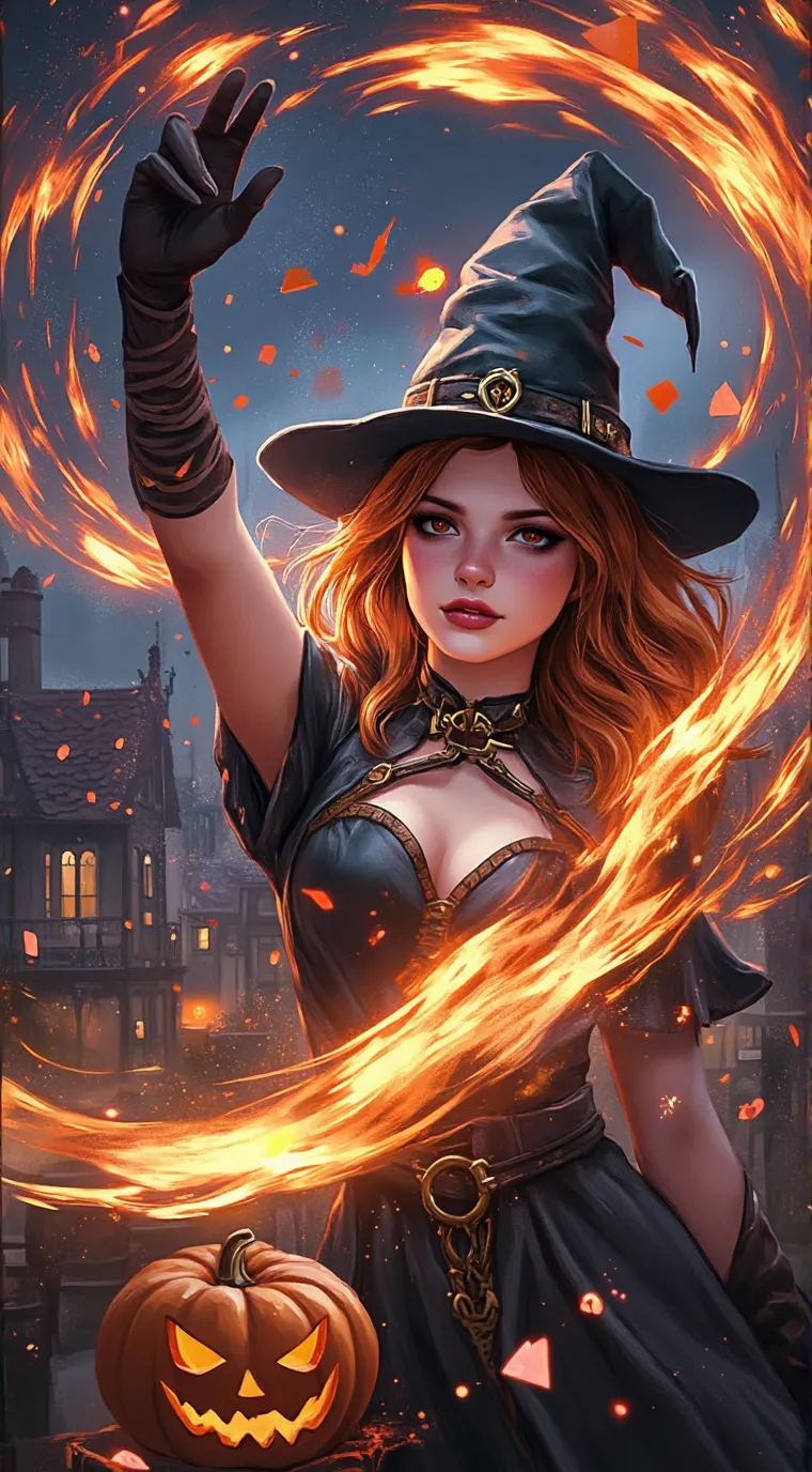 ai character: MHA Halloween Town background