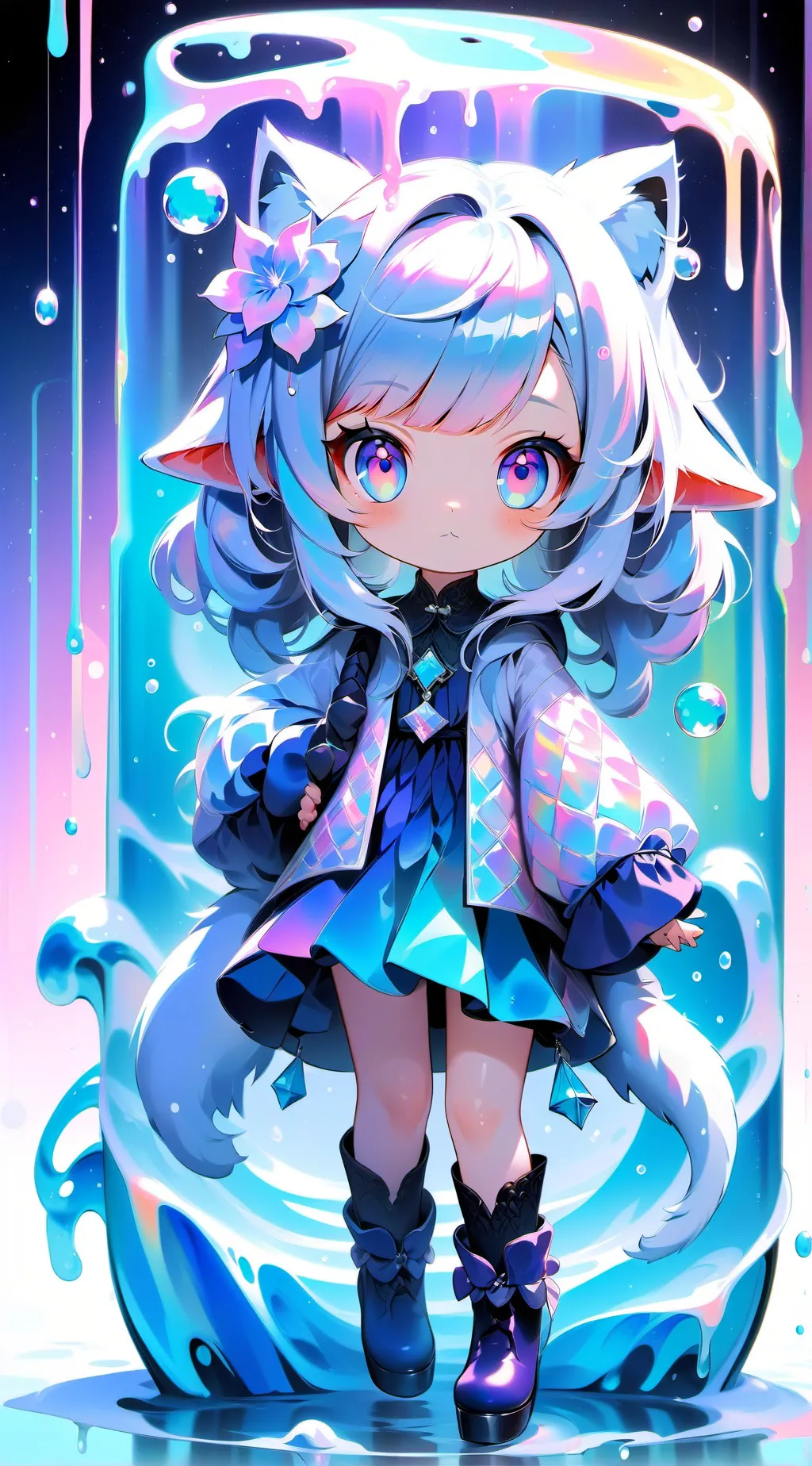 ai character: “Cute cat girl” background