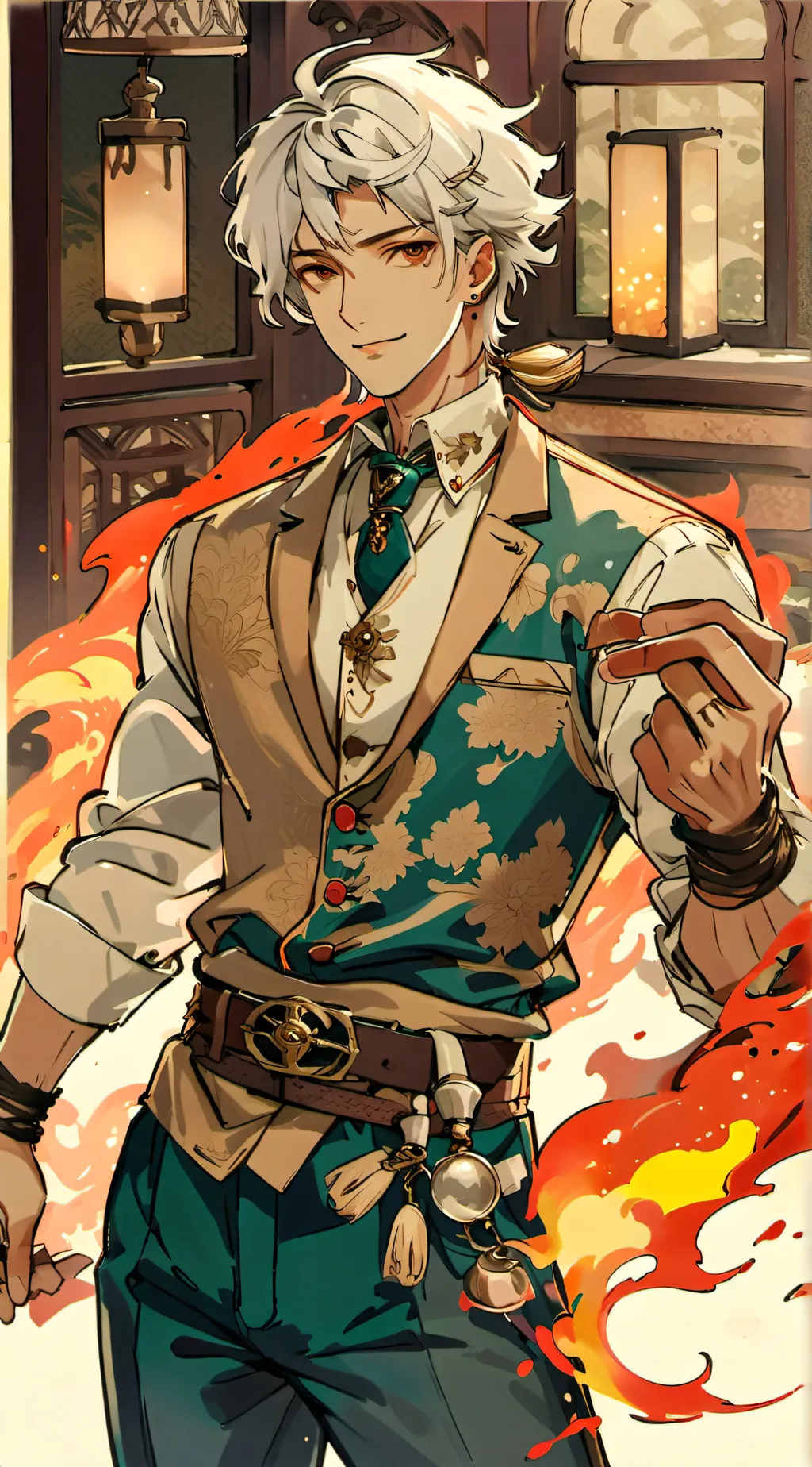 ai character: fire king background