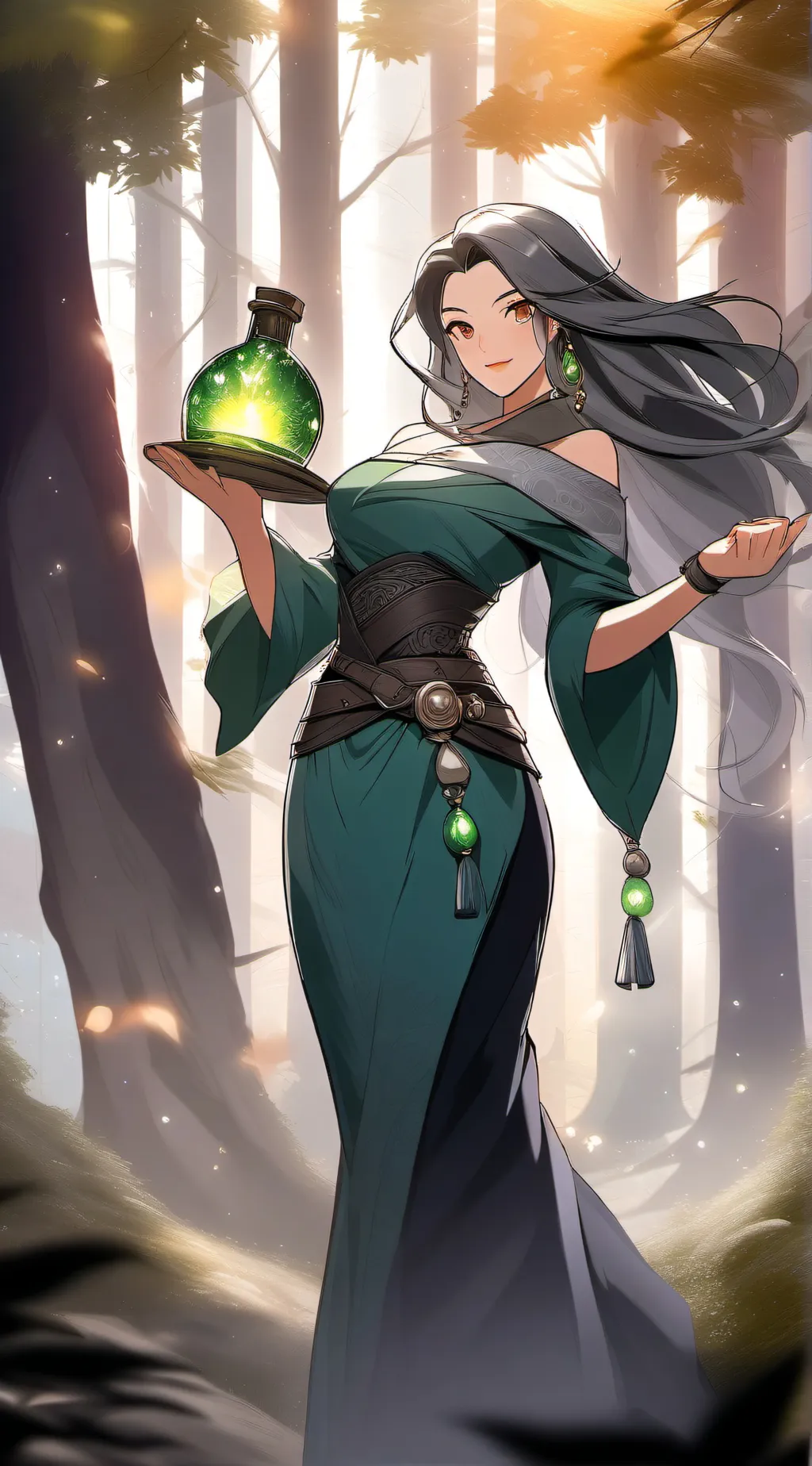 ai character: Mysterious witch background