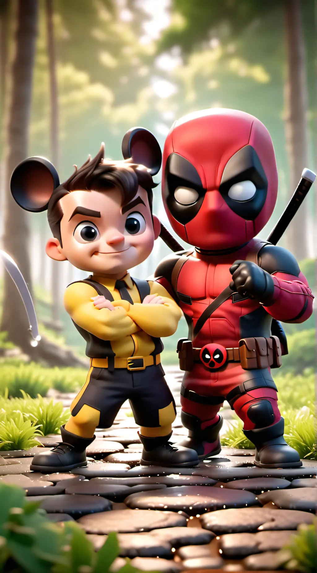 ai character: Wolverin Deadpool background