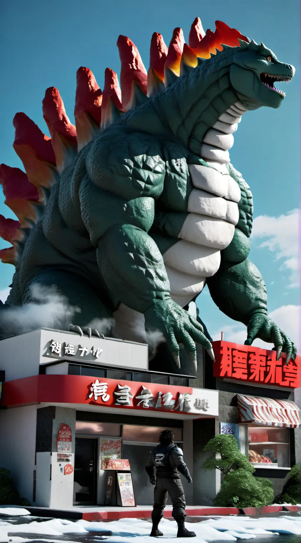 ai character: Godzilla Singular  background