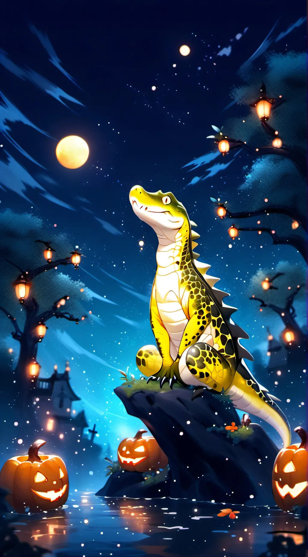 ai character: Halloween Gold background