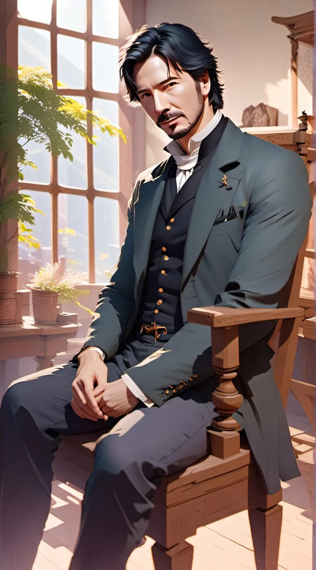 ai character: Alan Rickman  background