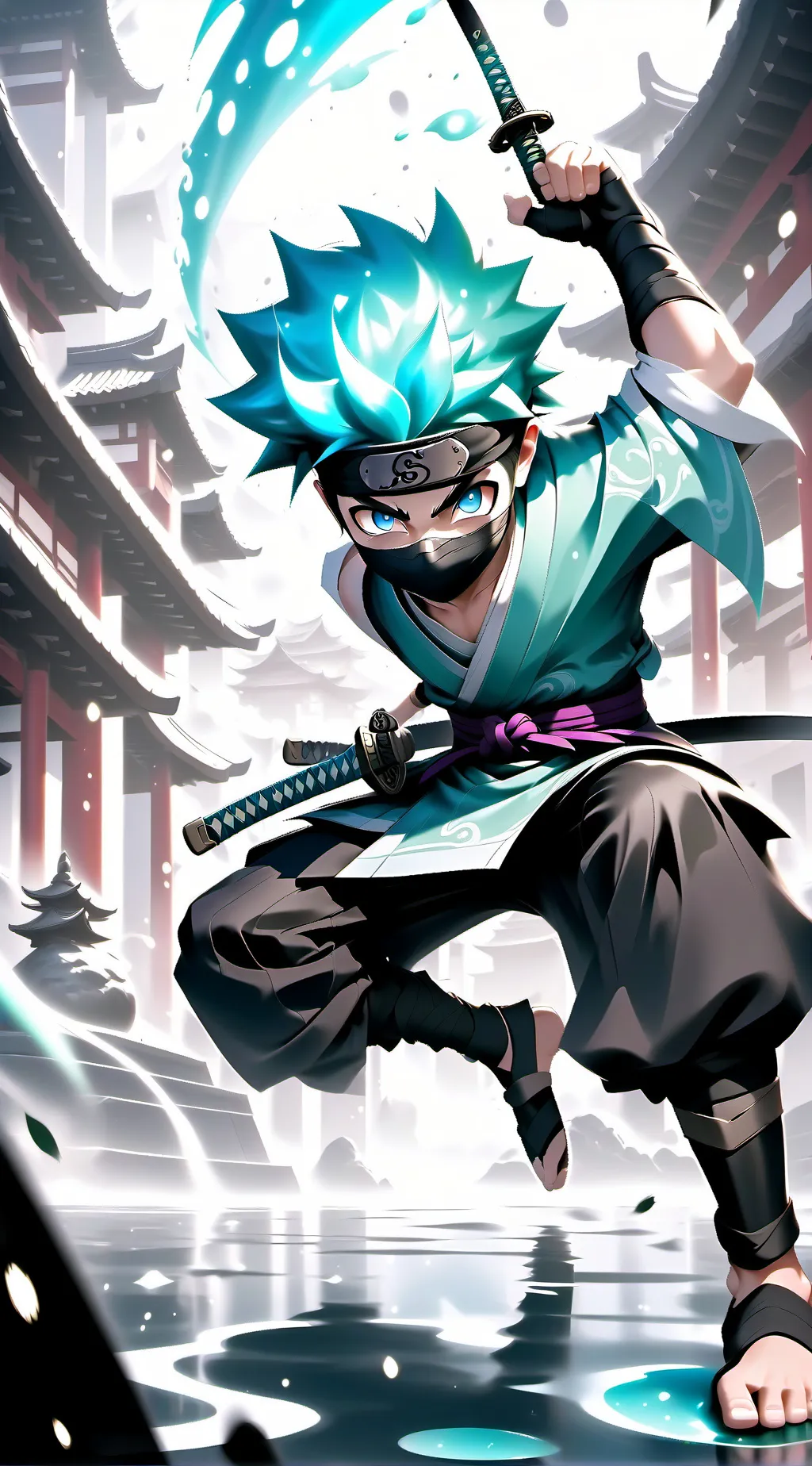 ai character: water ninja  background