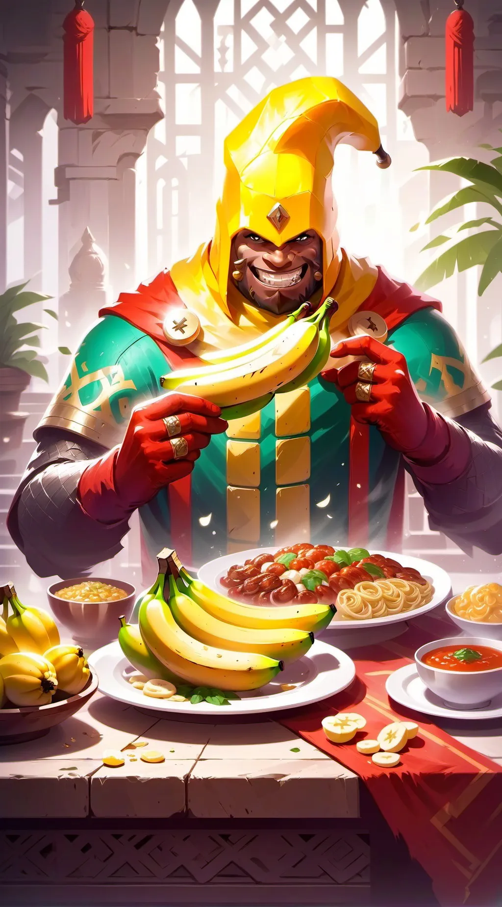 ai character: banana man background