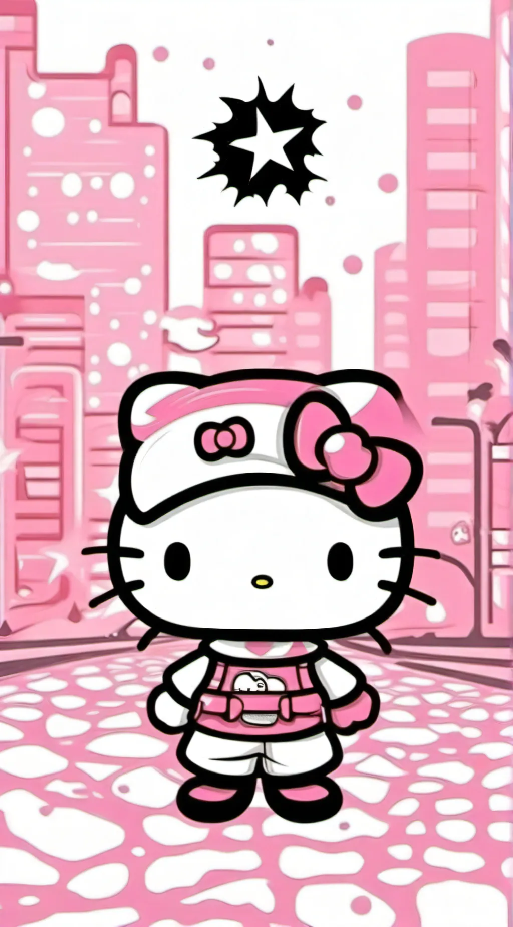 ai character: HELLO KITTY background