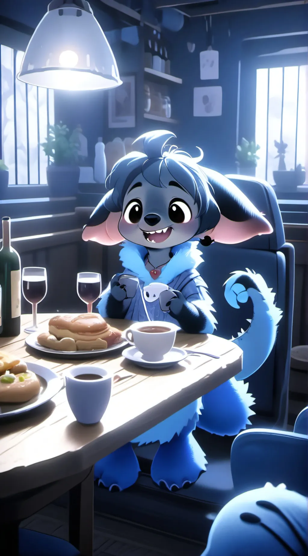 ai character: stitch doggy background