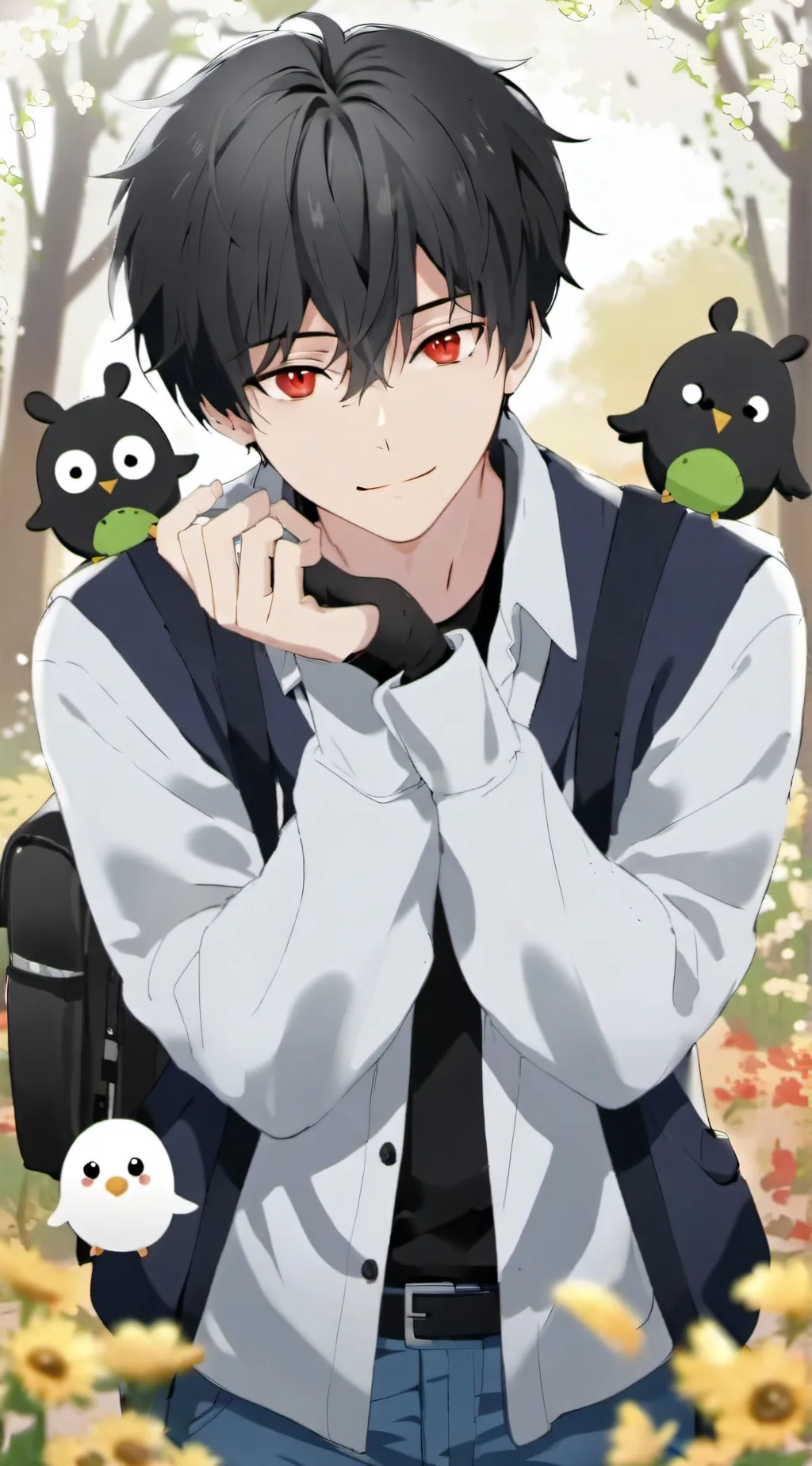 ai character: Dylan🐾🖤🤍 background