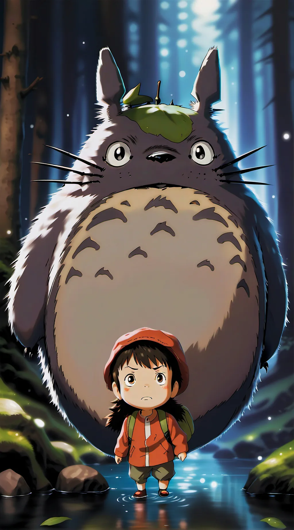 ai character: Totoro and mei background