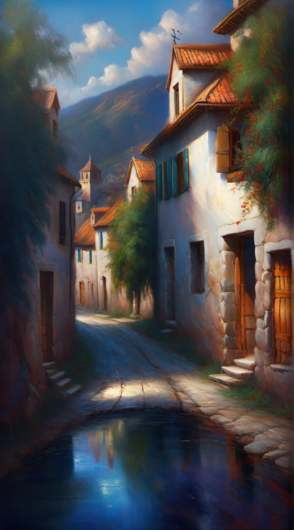 ai character: a village  background