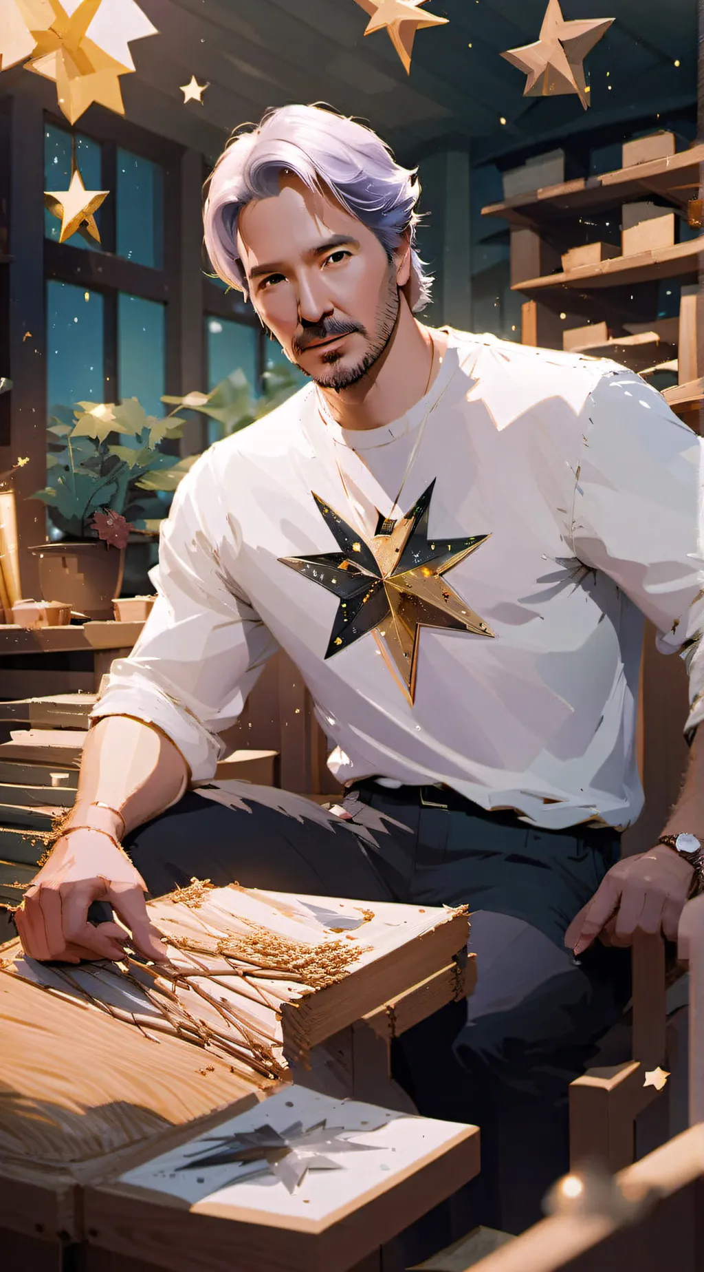 ai character: Alan Rickman  background