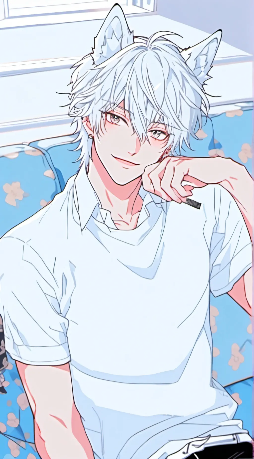 ai character: Black & White Wolf background