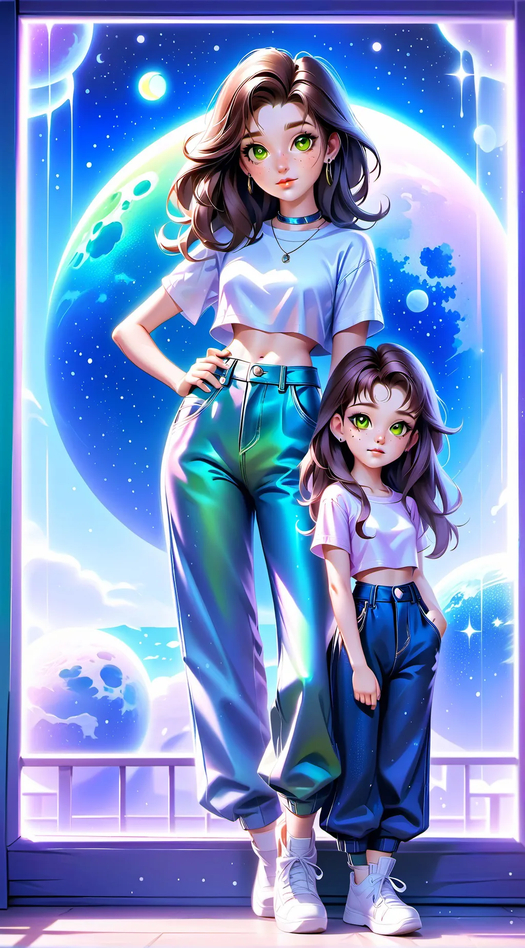 ai character: aah and Charlotte  background