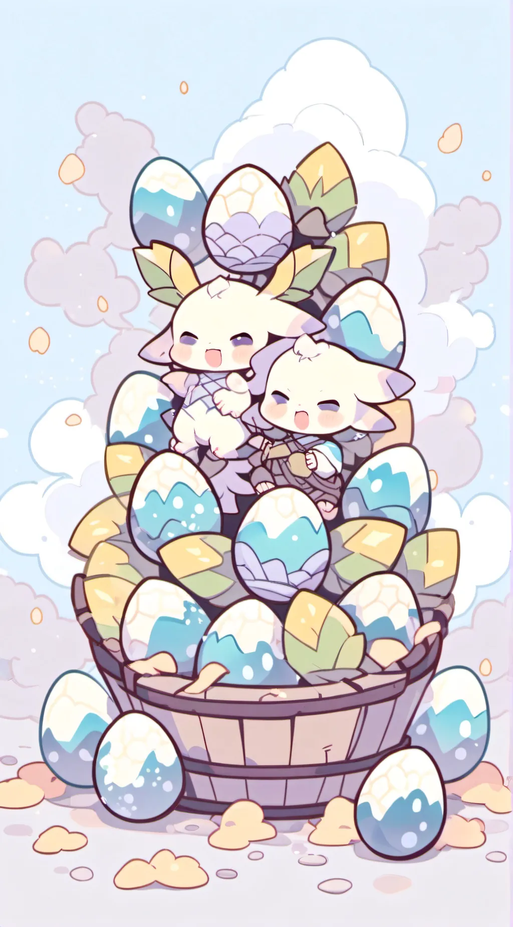 ai character: DRAGON EGG PILE background