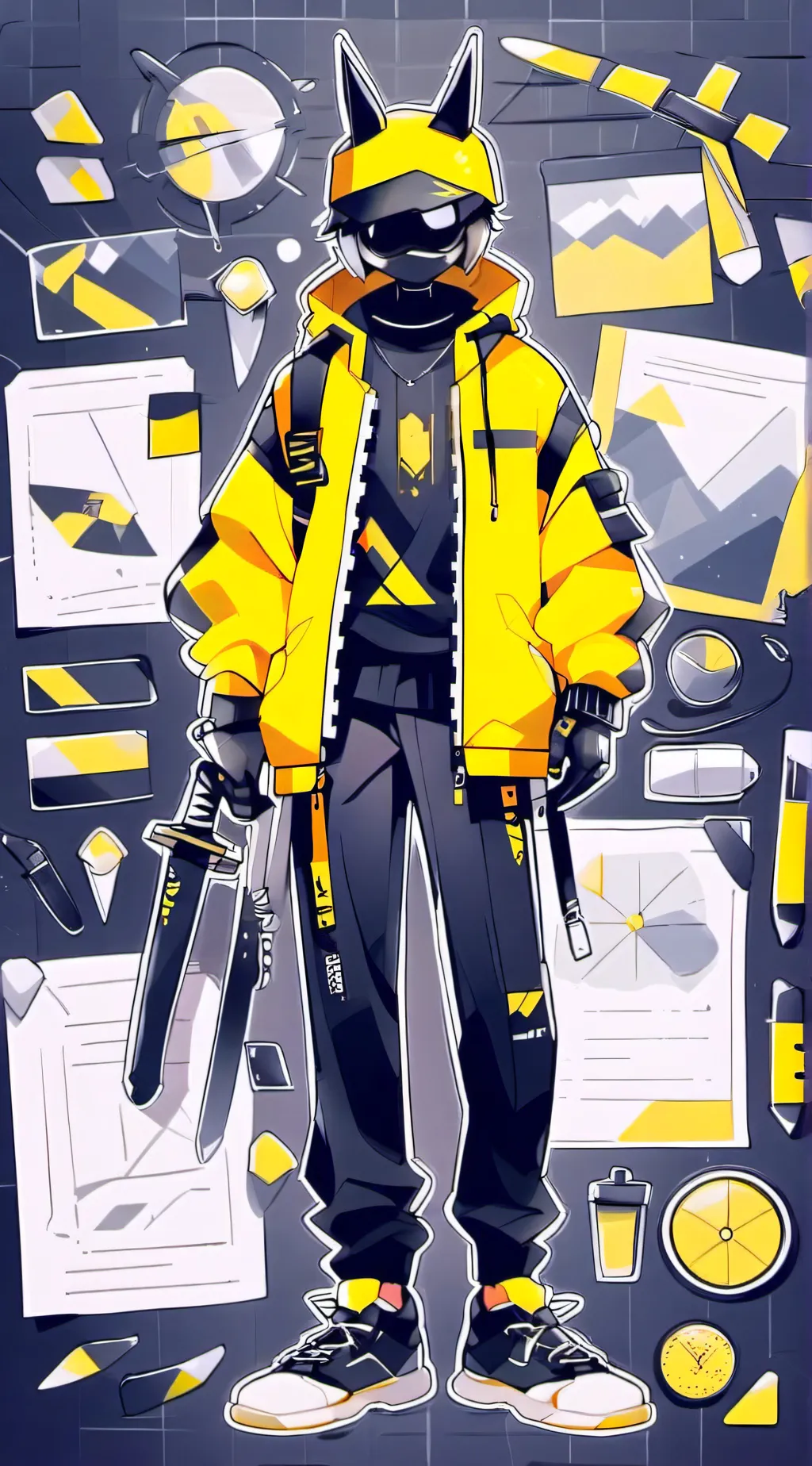 ai character: disassemblydroneN! background