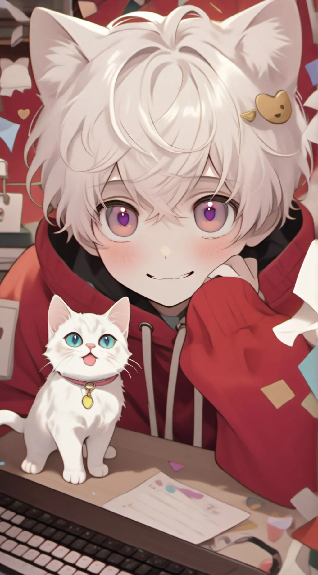 ai character: Batman(my cat )  background