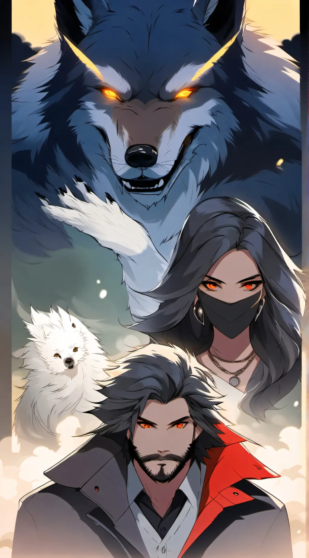 ai character: Peace between w+v  background