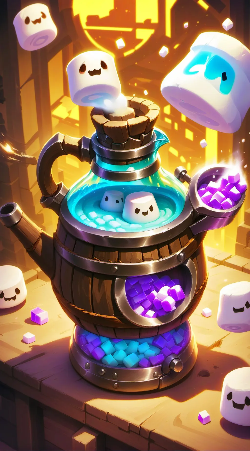 ai character: marshmallow potion background