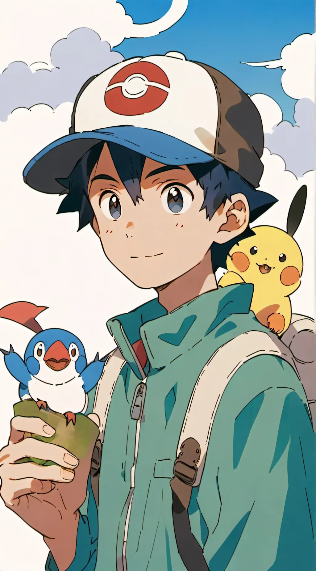 ai character: Ash ketchum galar background