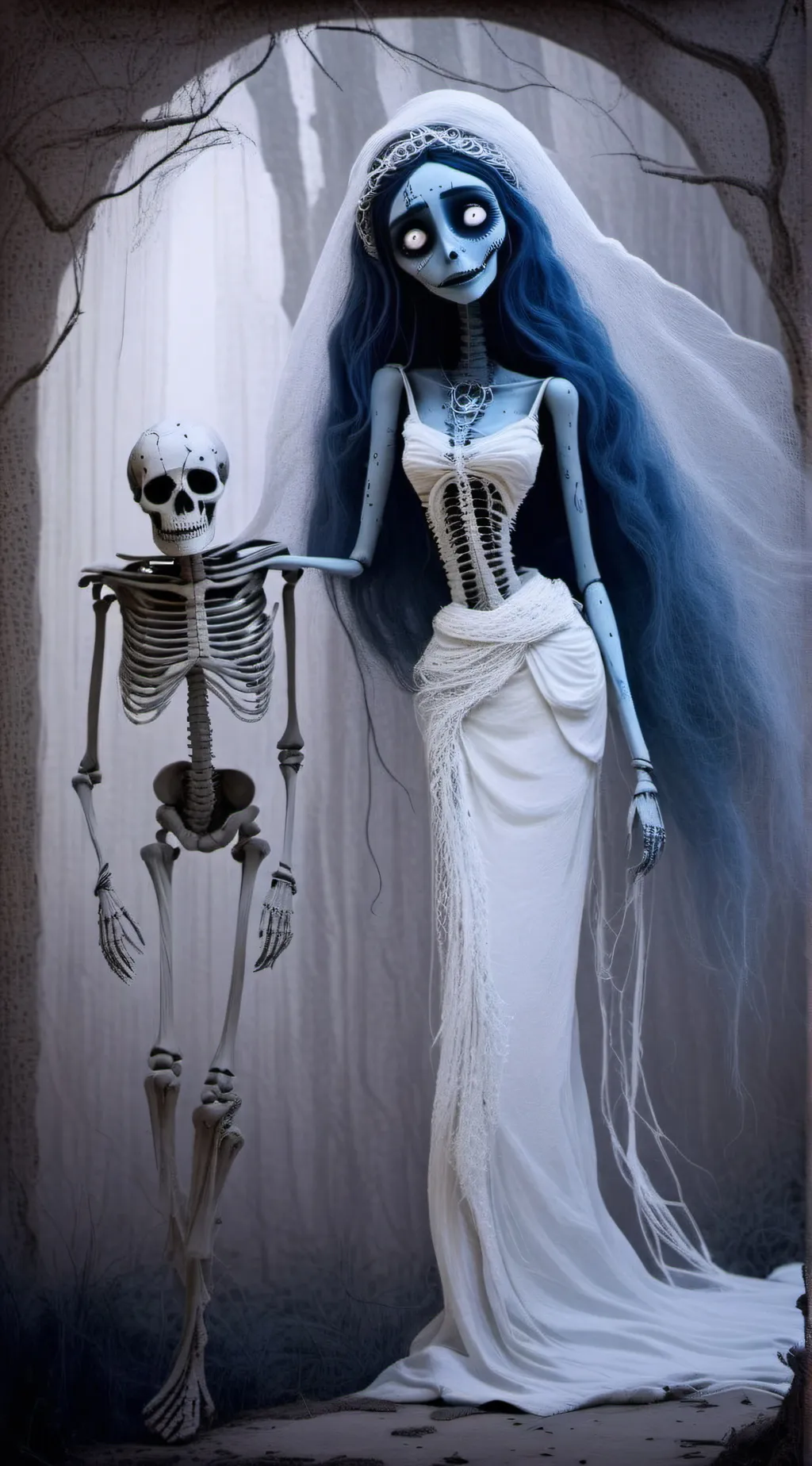 ai character: kny x corpse bride background