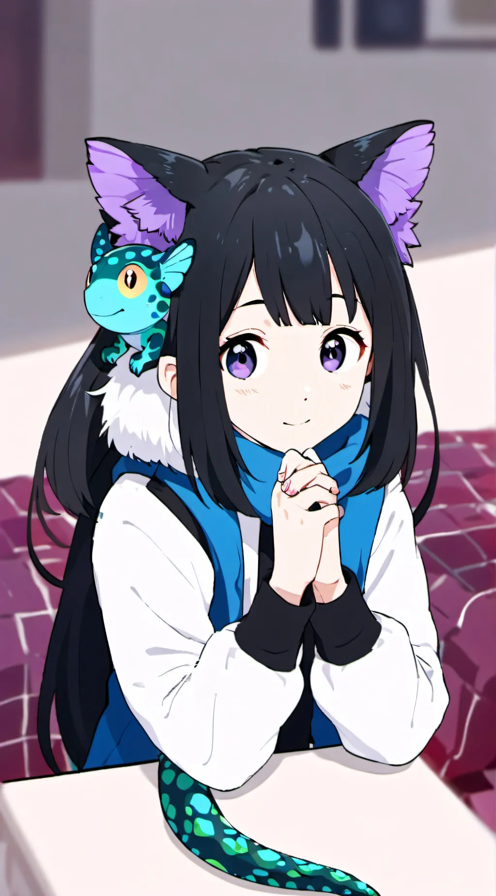 ai character: Misty the Chameleon Furry background