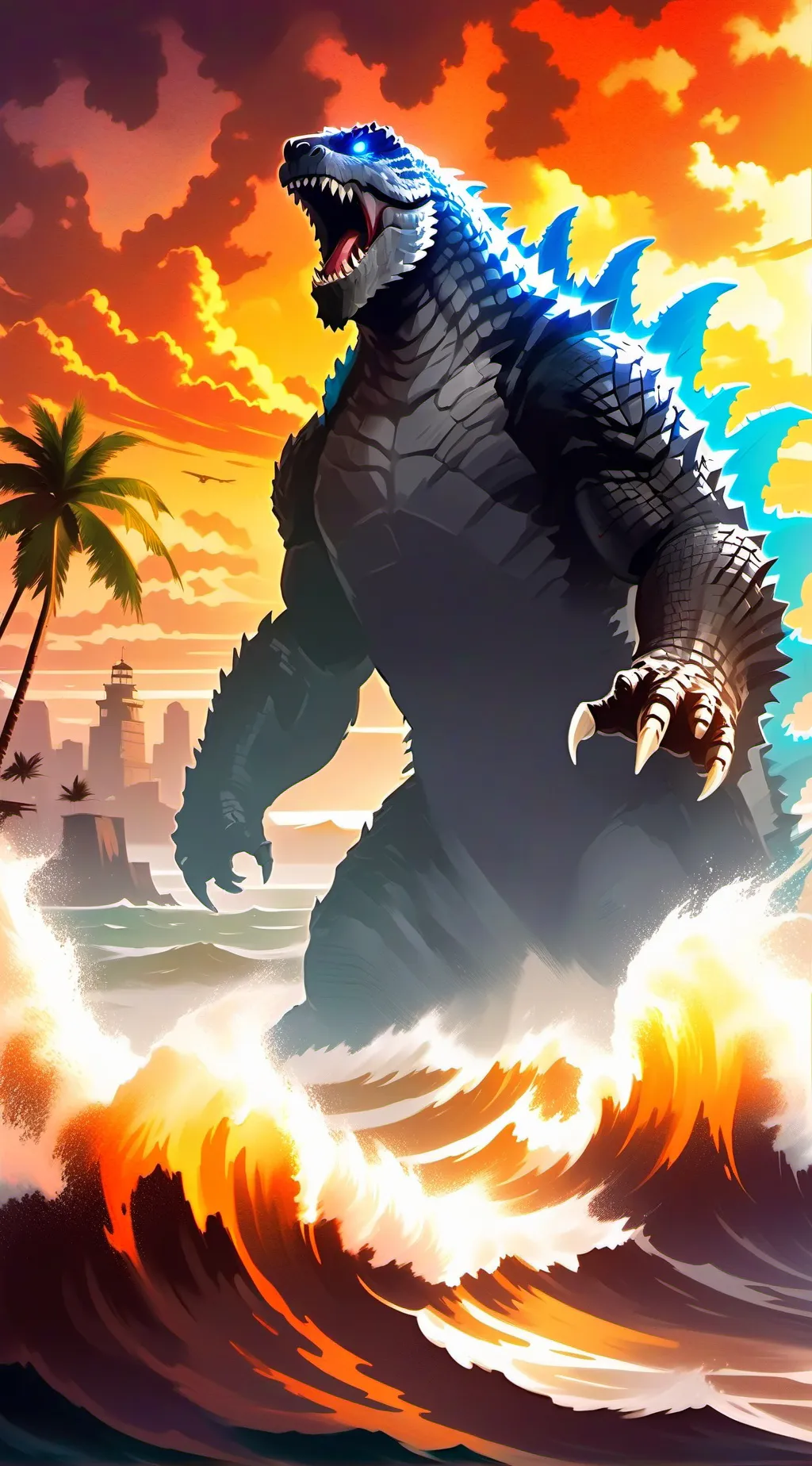 ai character: Godzilla background