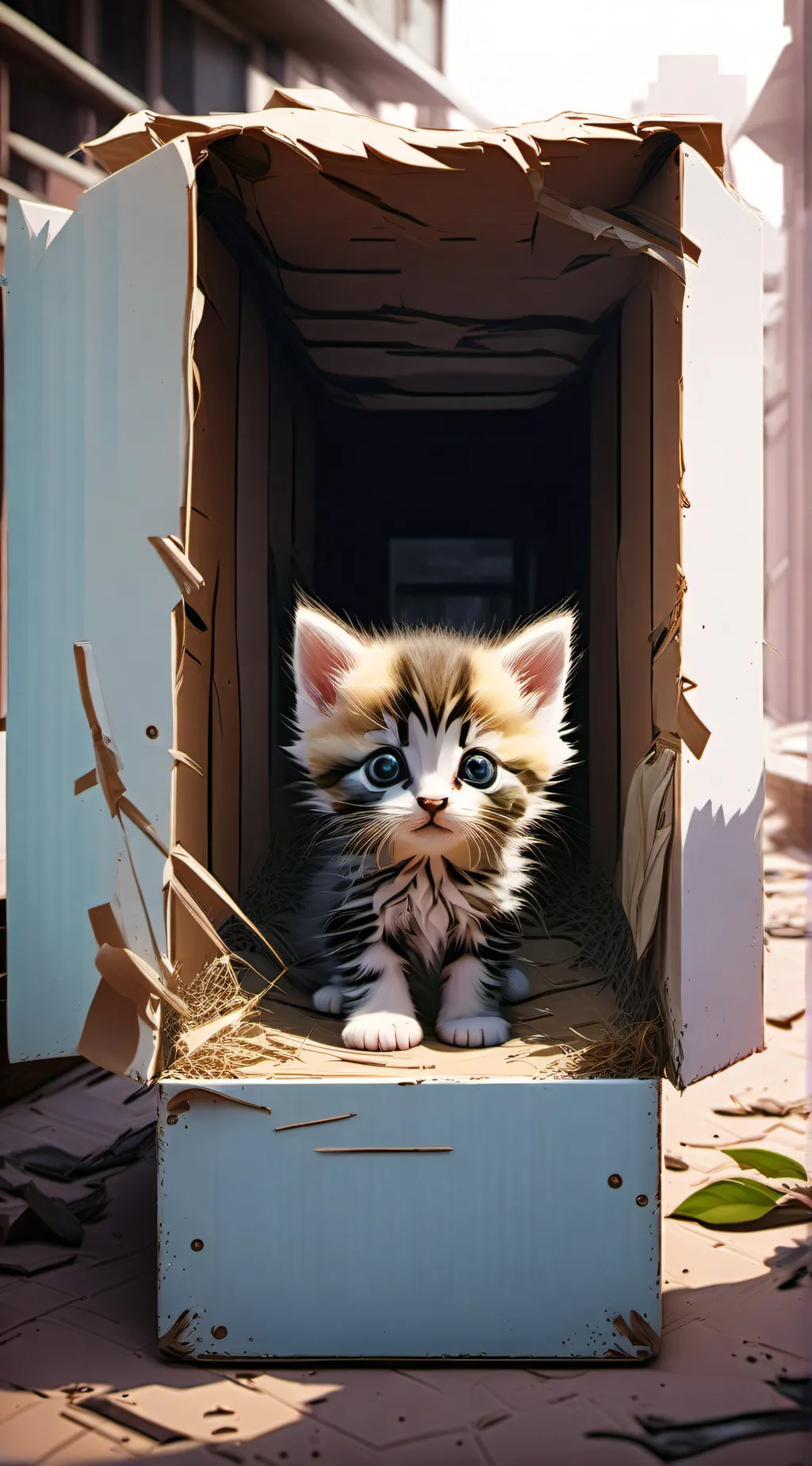 ai character: Abandoned cat background