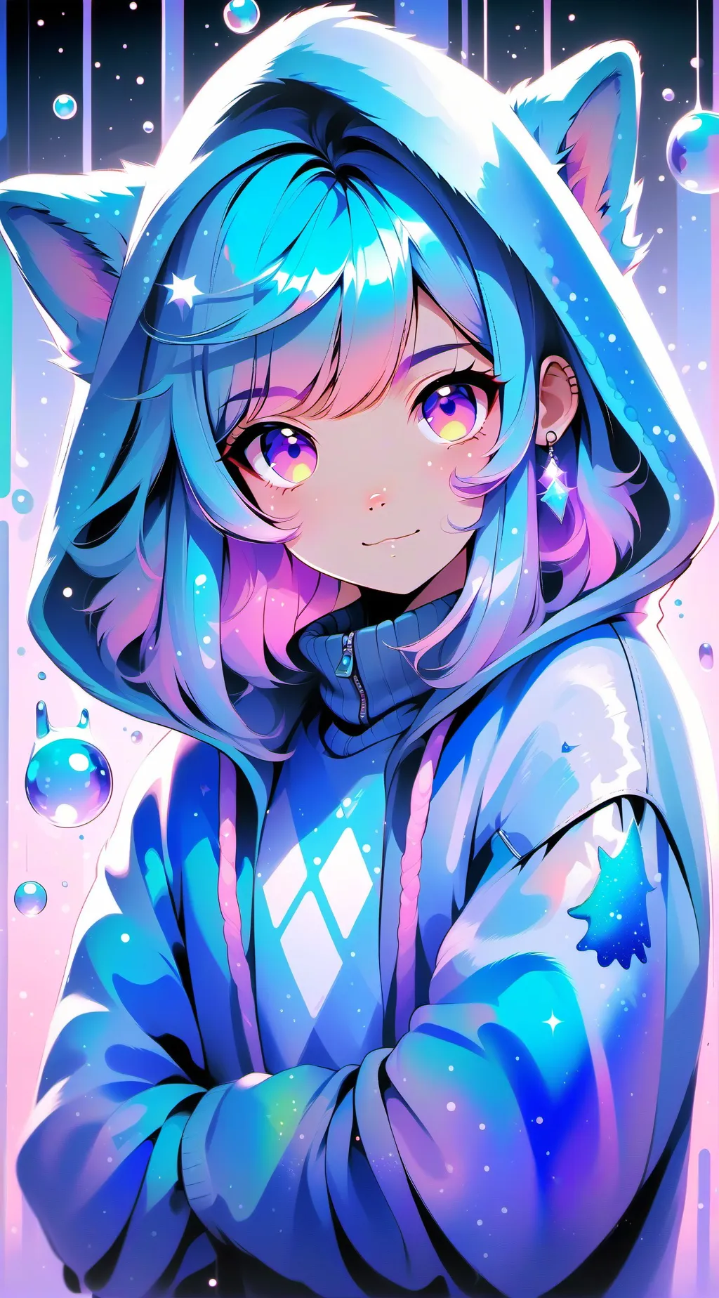 ai character: Half dog half girl background