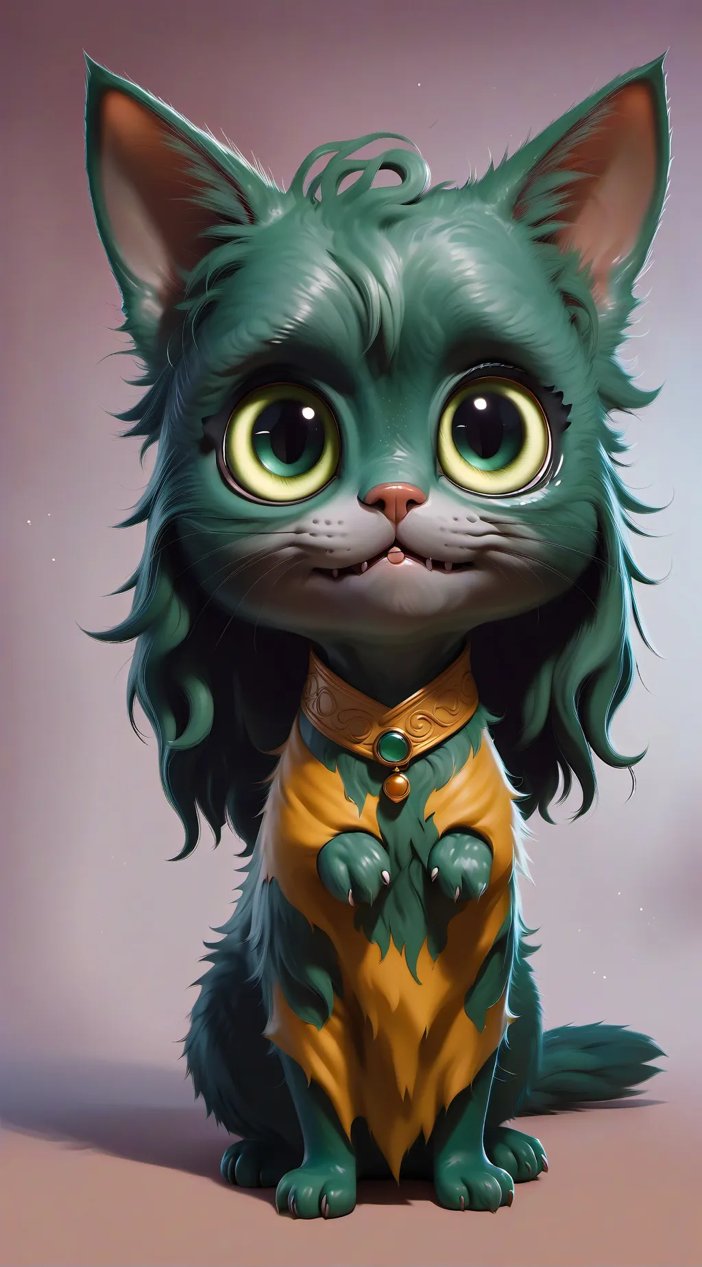 ai character: green cat background