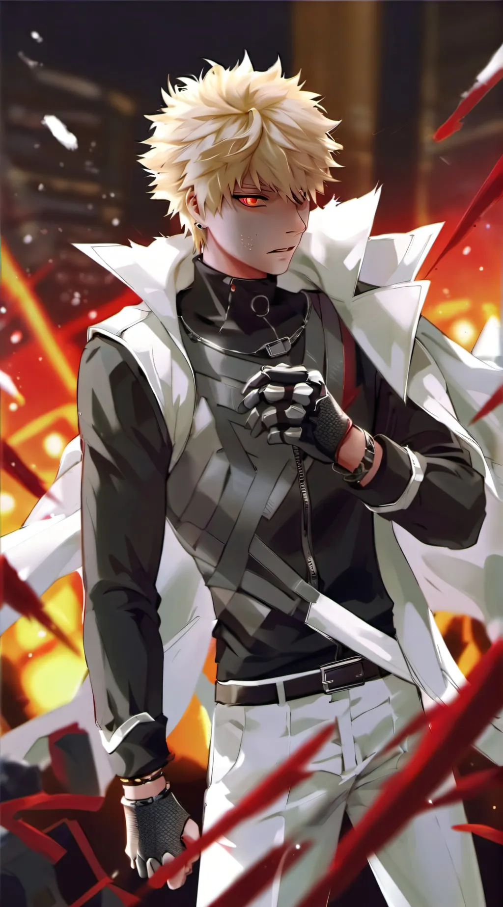 ai character: bakugo vampire yn background