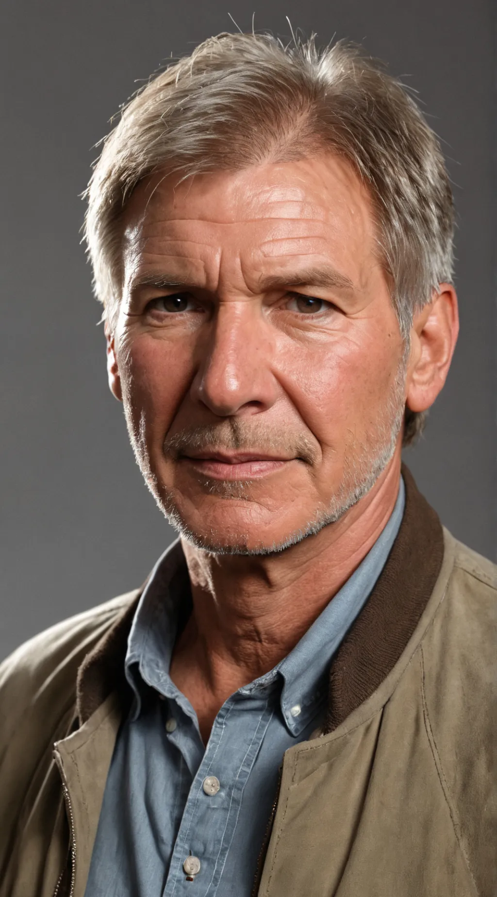 ai character: Harrison Ford  background