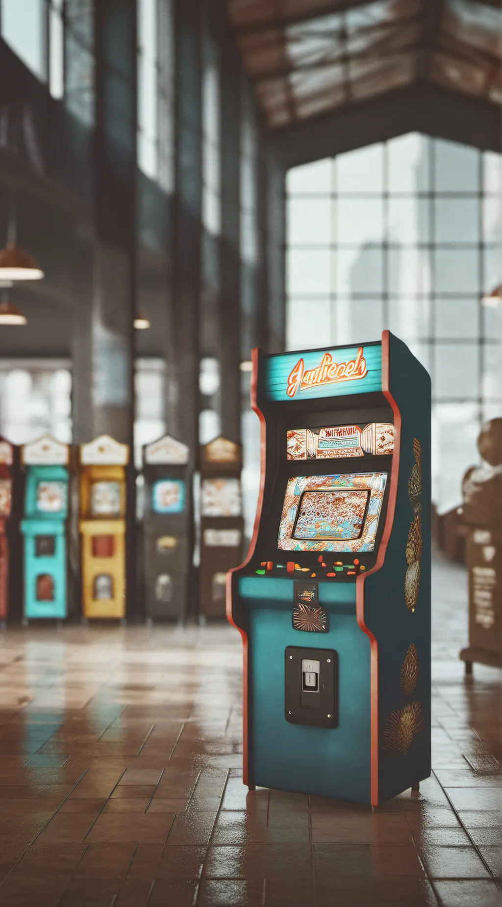 ai character: Arcade city background