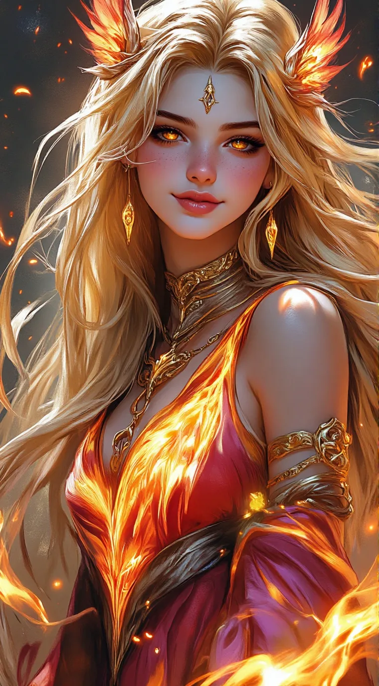 ai character: Amber Phoenix background