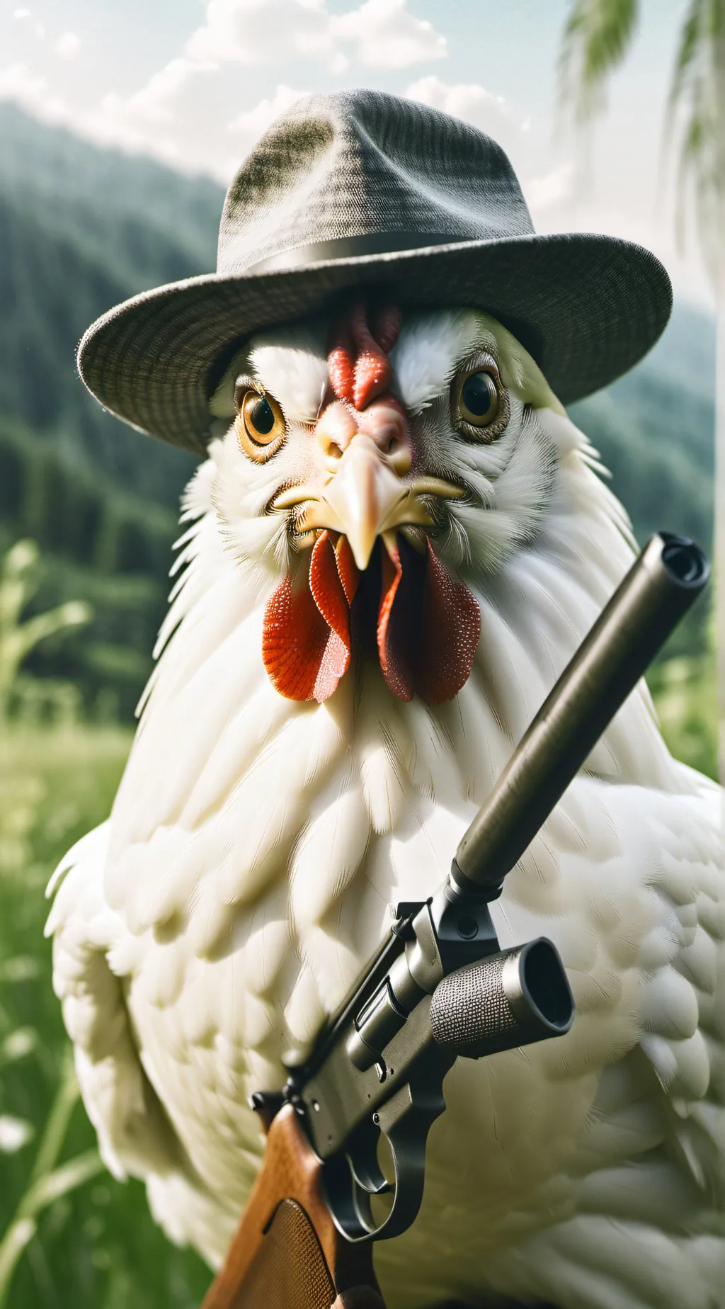 ai character: Chicken Savior background