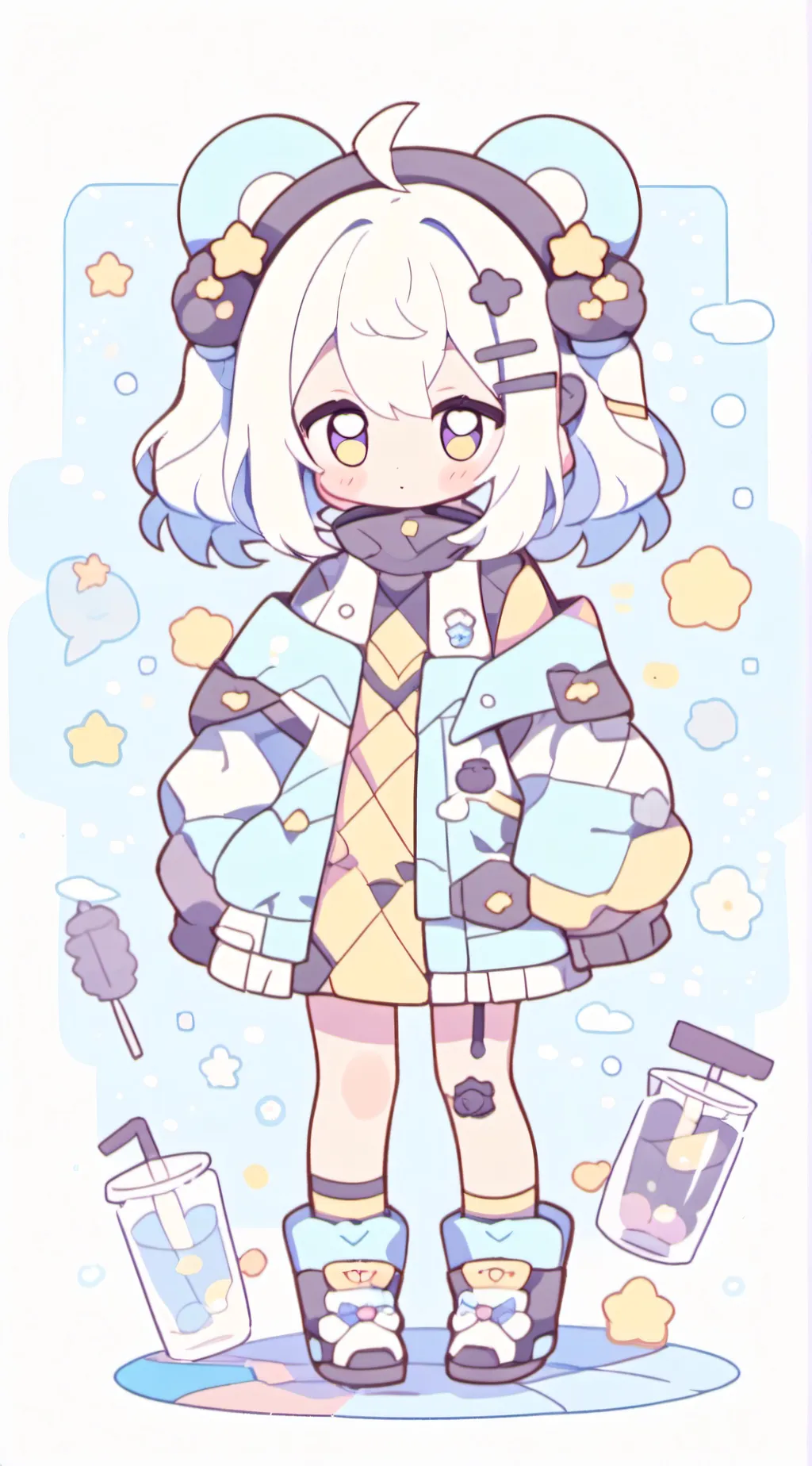 ai character: snow  background