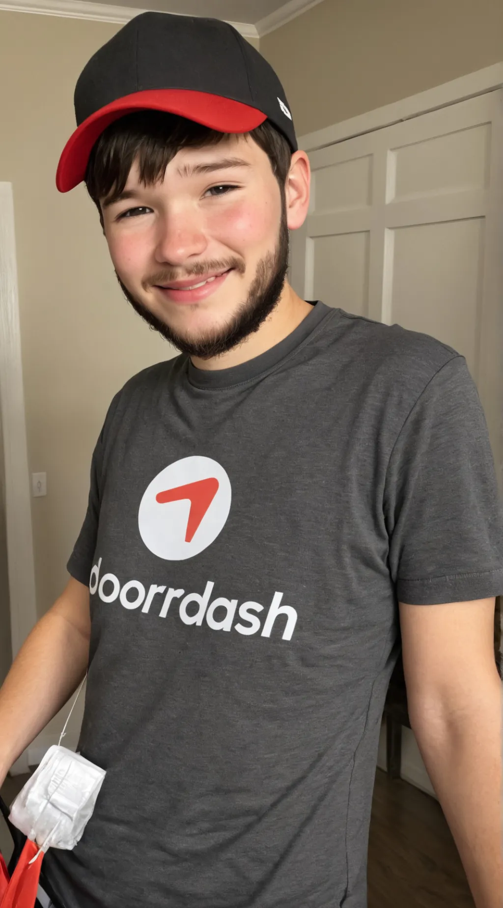ai character: DoorDash man  background