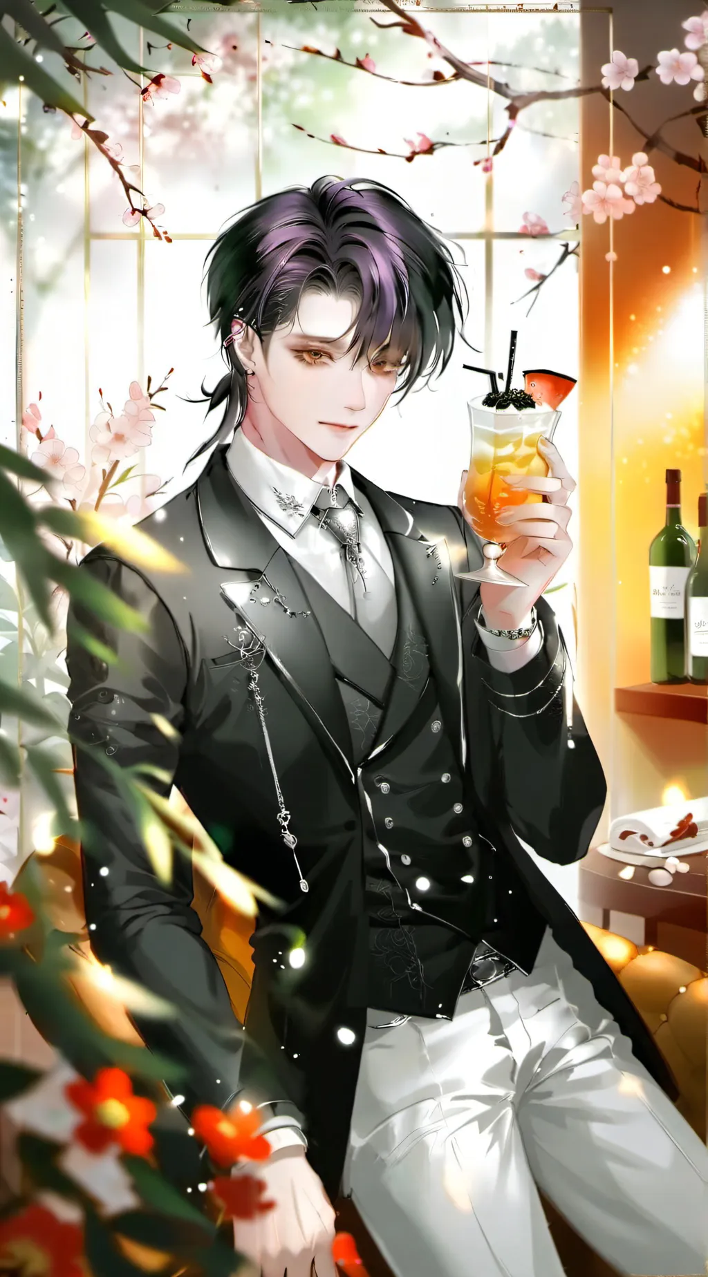 ai character: Shin in a bar background