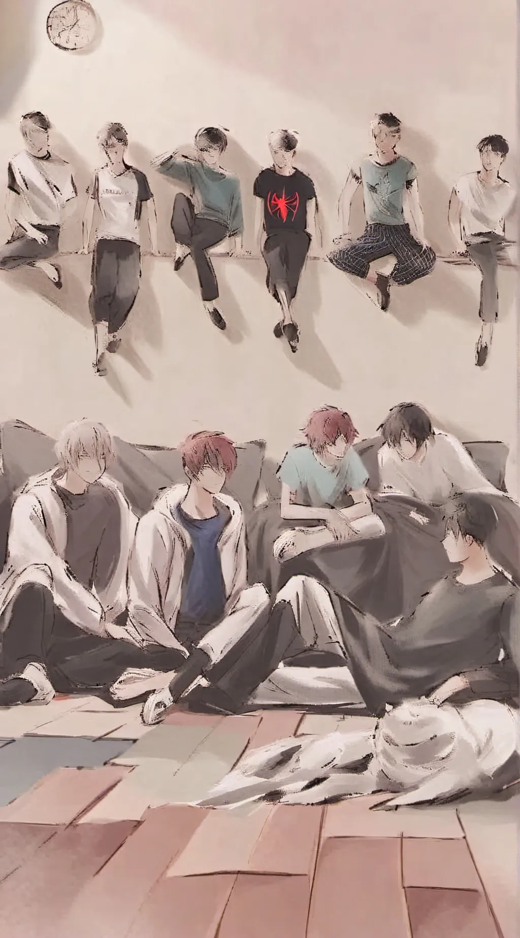 ai character: boys  sleep over  background