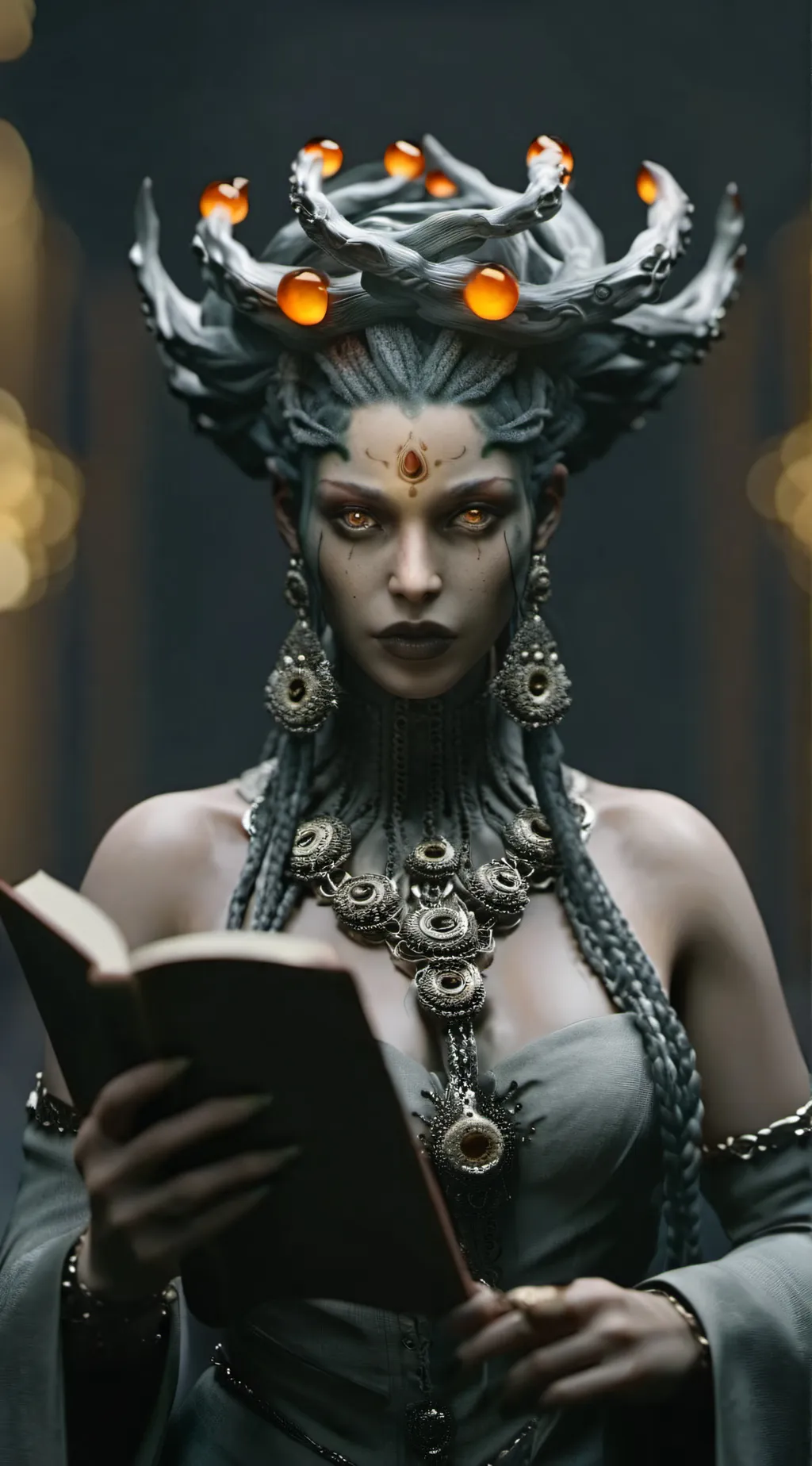 ai character: The Divine library background