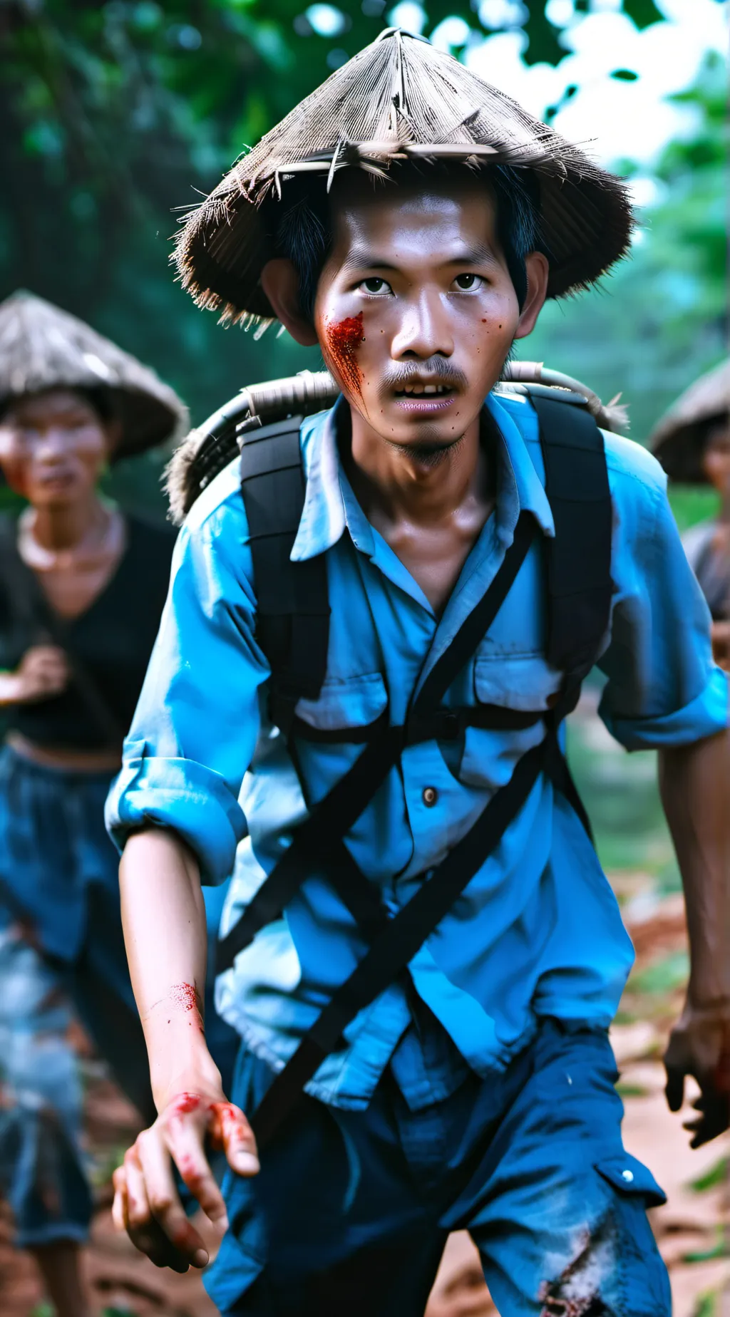 ai character: zombies in vietnam background