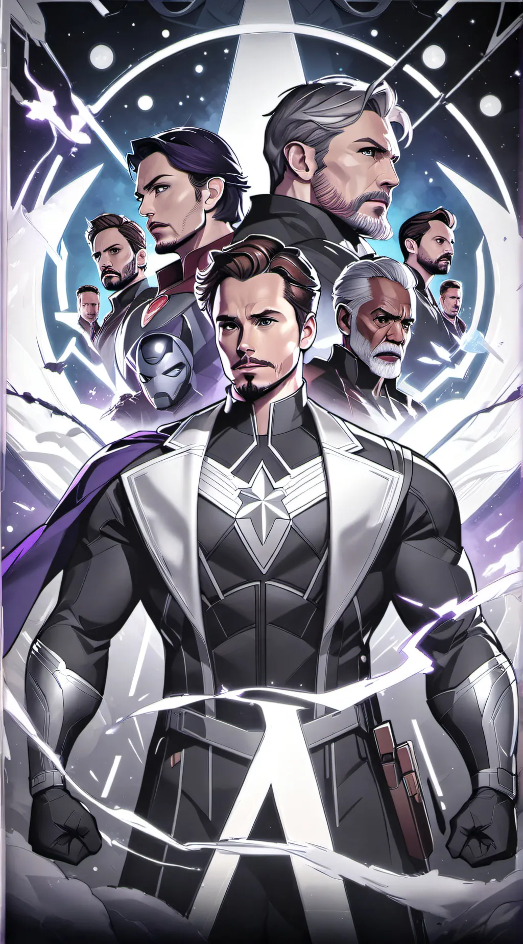ai character: Avengers + In love background
