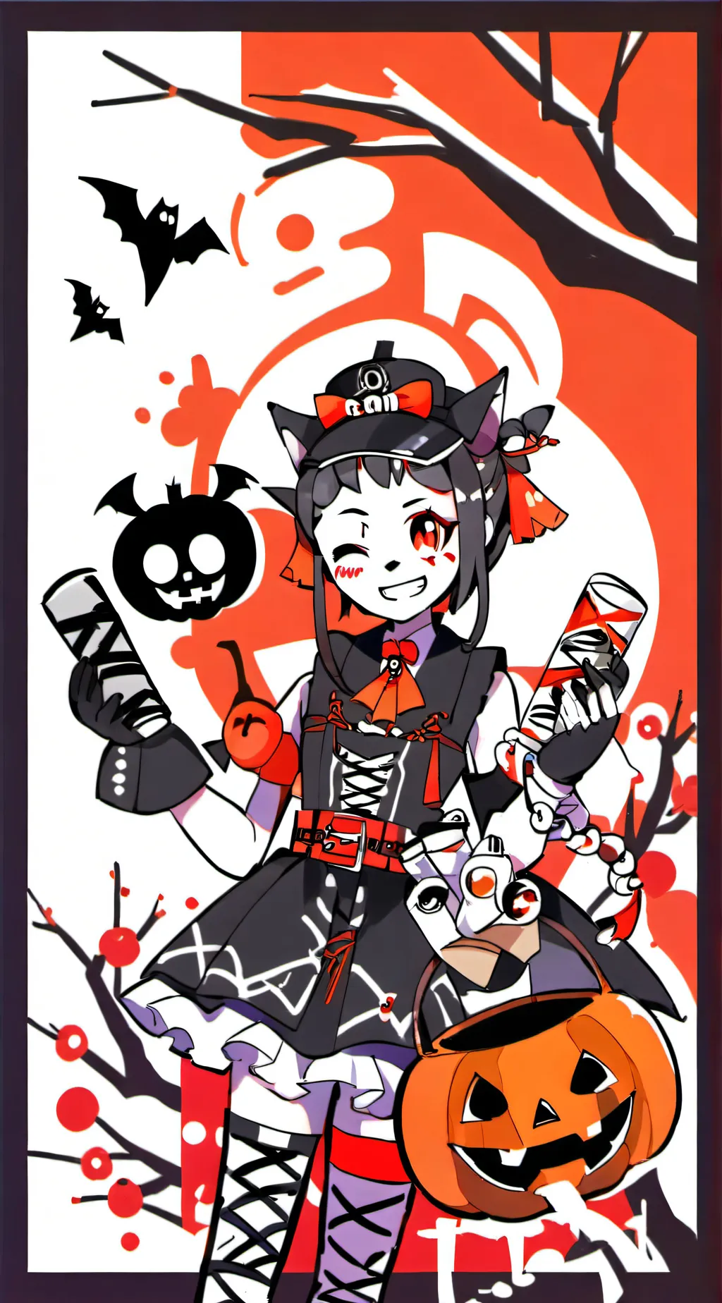 ai character: Ch HH HB halloween background