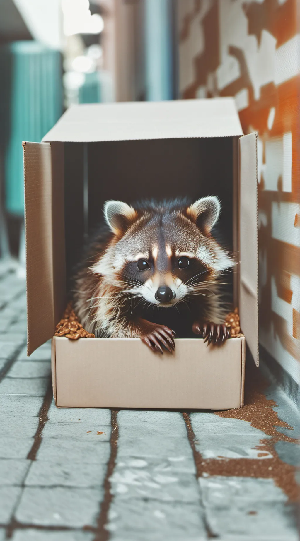 ai character: Baby raccoon  background