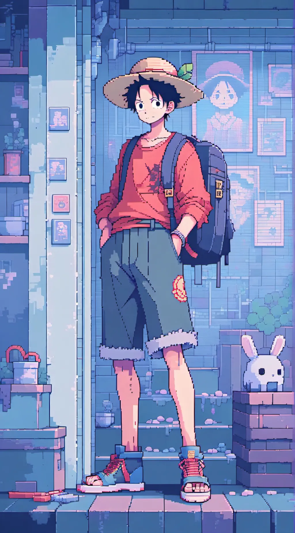 ai character: Luffy  background