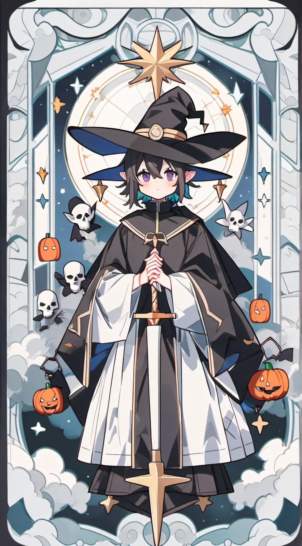 ai character: Mha halloween background