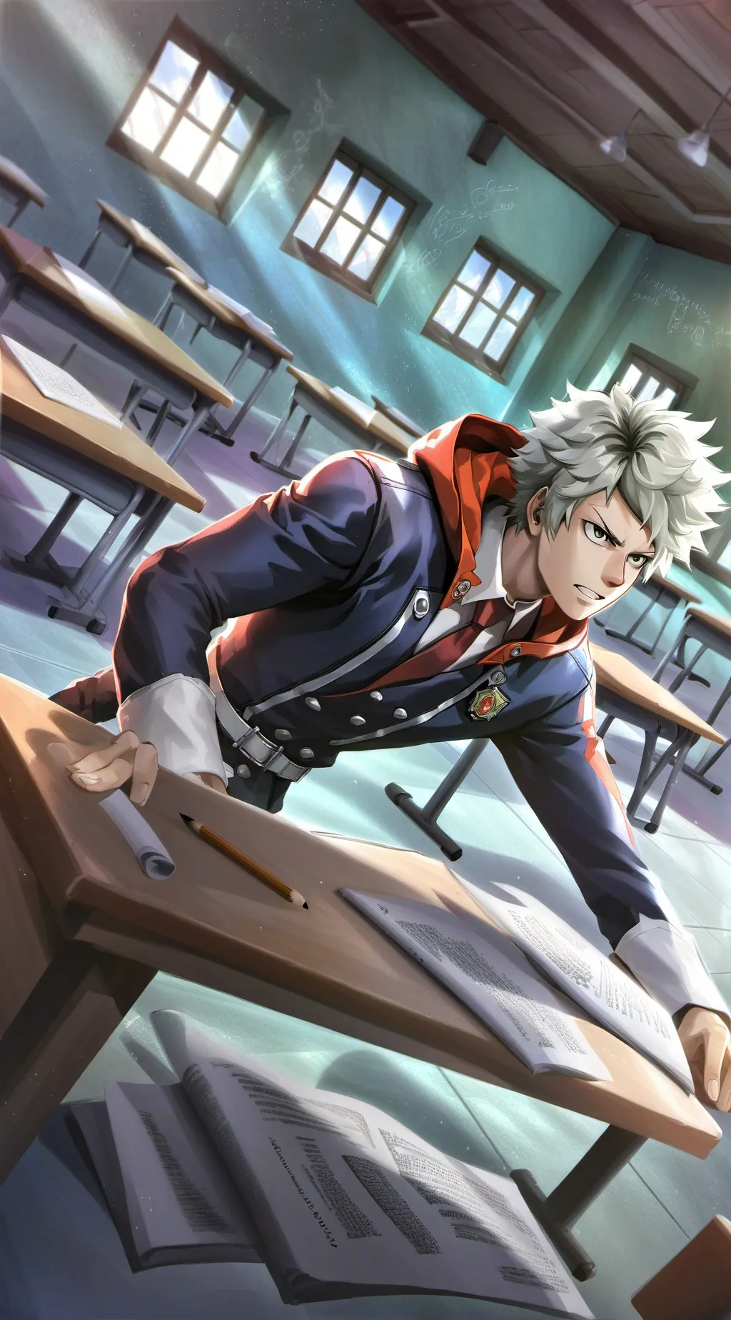 ai character: MHA Classroom background
